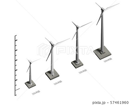 小型風力発電 鳥瞰図 のイラスト素材