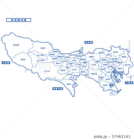 東京都地図 シンプル白地図 市区町村のイラスト素材 57463141 Pixta