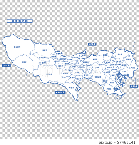 東京都地図 シンプル白地図 市区町村のイラスト素材