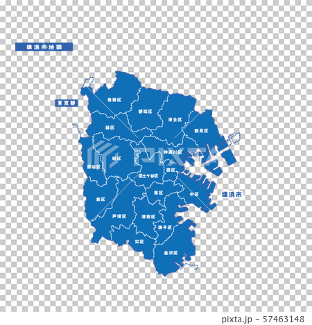 橫濱市地圖簡單的藍色市鎮 橫濱市地圖簡單的藍色市鎮 57463148