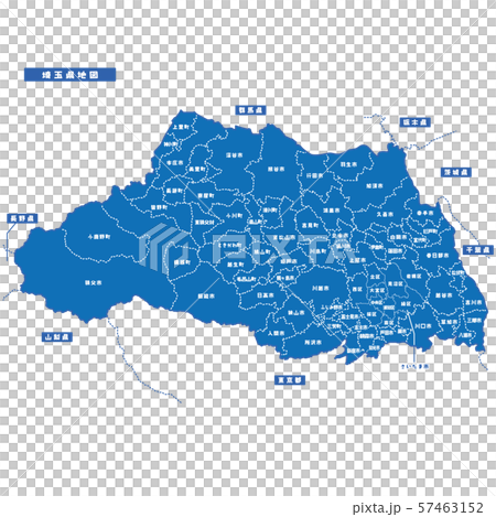埼玉県地図 シンプル青 市区町村 57463152