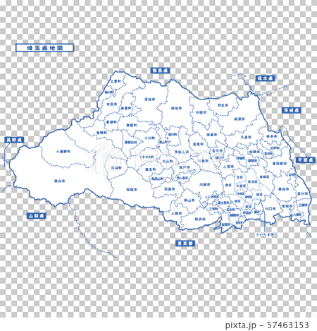 埼玉県地図 シンプル白地図 市区町村のイラスト素材