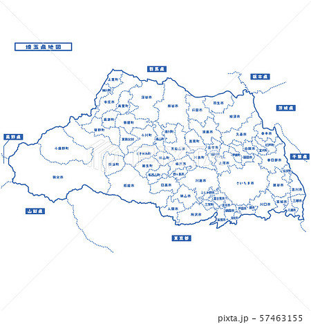 埼玉県地図 シンプル白地図 市区町村のイラスト素材