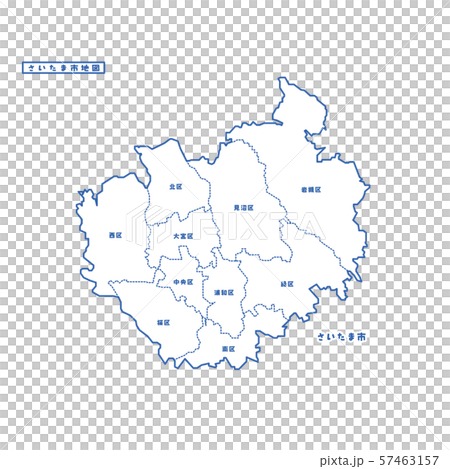 さいたま市地図 シンプル白地図 市区町村のイラスト素材