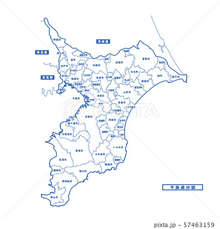 千葉県地図 シンプル白地図 市区町村のイラスト素材 57463159 Pixta