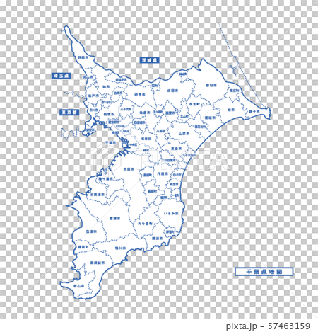 千葉県地図 シンプル白地図 市区町村のイラスト素材