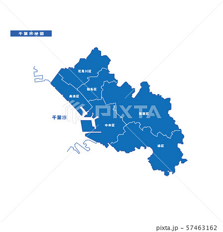 千葉市地図 シンプル青 市区町村 57463162