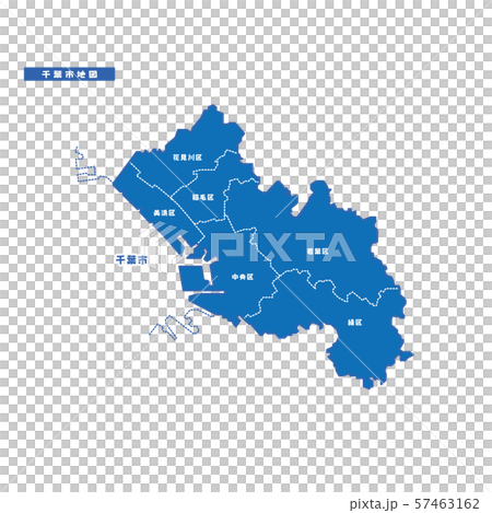 千葉市地図 シンプル青 市区町村 57463162