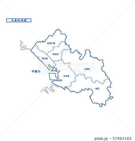 千葉市地図 シンプル白地図 市区町村のイラスト素材