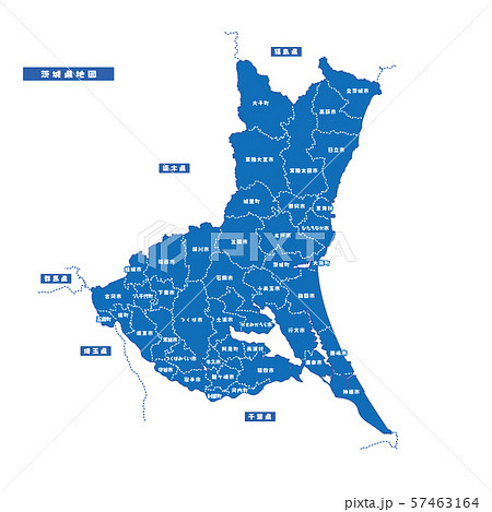 茨城県地図 シンプル青 市区町村のイラスト素材 [57463164] - PIXTA