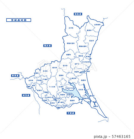 茨城県地図 シンプル白地図 市区町村のイラスト素材