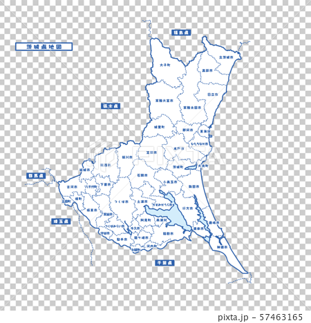 茨城県地図 シンプル白地図 市区町村のイラスト素材
