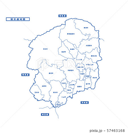栃木県地図 シンプル白地図 市区町村
