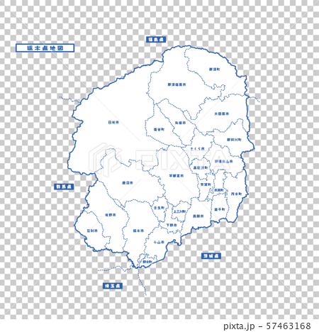 栃木県地図 シンプル白地図 市区町村のイラスト素材