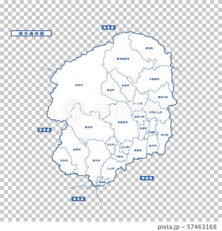 栃木県地図 シンプル白地図 市区町村のイラスト素材