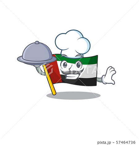 Chef with food flag united arab emirates on mascot Chef with food flag united arab emirates on mascot 57464736