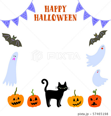 猫やお化けのハロウィン枠のイラスト素材