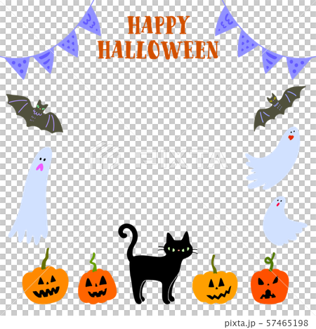 猫やお化けのハロウィン枠のイラスト素材