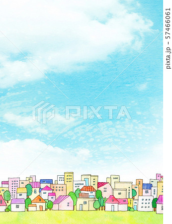 街並　自然風景　手描きイラスト 57466061