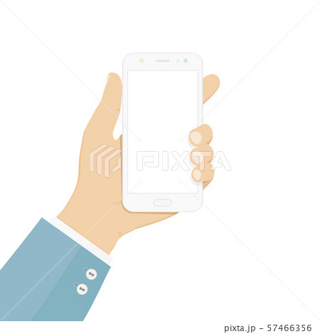 Smartphone in hand. Colorful vector illustration in flat cartoon style. 57466356