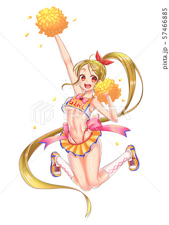 かわいい元気な金髪のチアガール Cute Cheerful Blonde Cheerleaderのイラスト素材 57466885 Pixta
