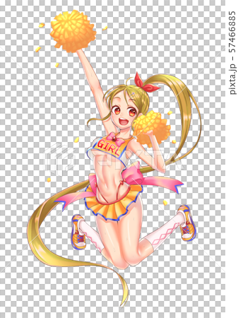 かわいい元気な金髪のチアガール Cute Cheerful Blonde Cheerleaderのイラスト素材