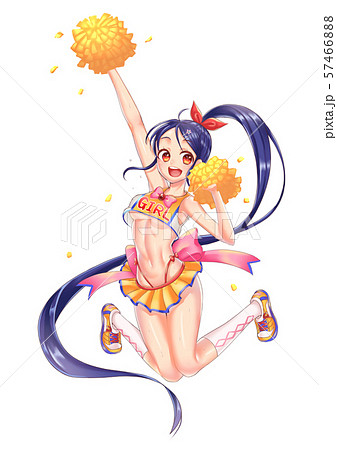 かわいい元気な青髪のチアガールCute cheerful blue-hair cheerleader