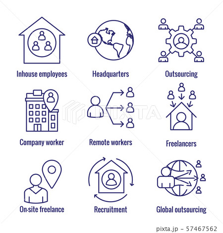 In-Company and Outsource Icon Set with 57467562