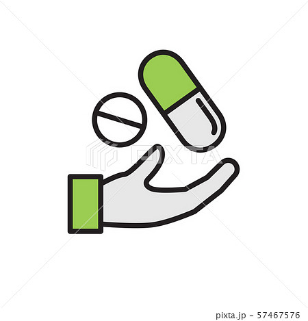 Hand with prescription drugs - pill tablets & 57467576