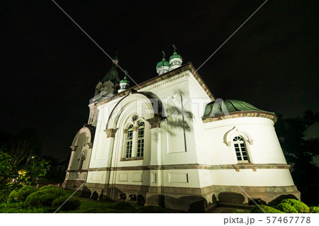 北海道の夏の風景 函館ハリストス正教会のライトアップ 57467778