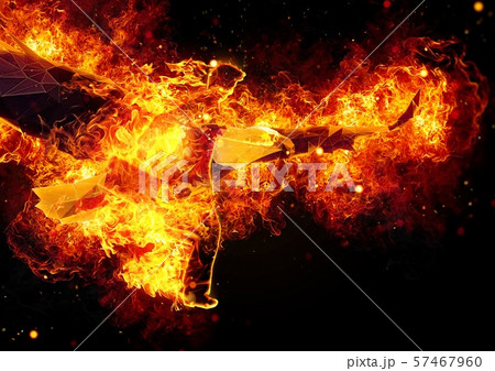炎に包まれたビジネスマンのシルエット 57467960