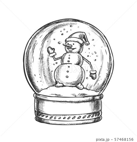 Snow Globe With Snowman Souvenir Vintage Vector Snow Globe With Snowman Souvenir Vintage Vector 57468156