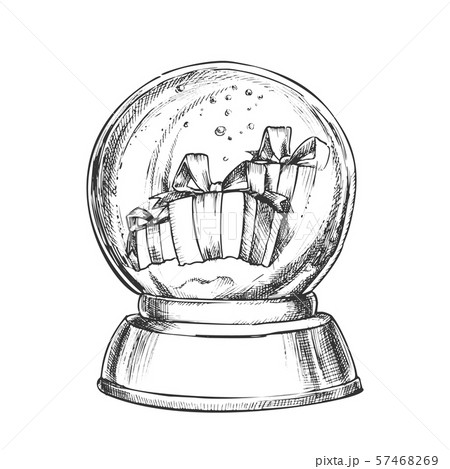 Snow Globe With Christmas Gifts Souvenir Vectorのイラスト素材