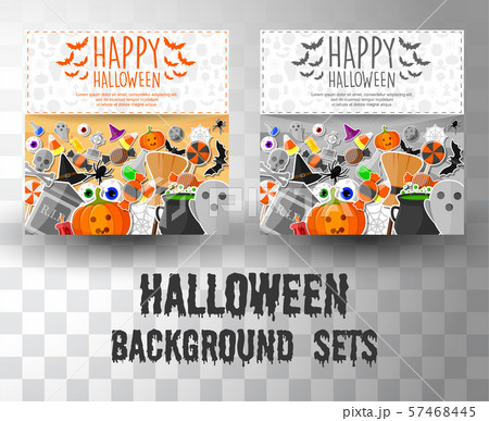 halloween flat banner template background sets with 2 different colour 57468445