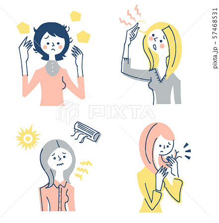 髪の悩み 女性 セットのイラスト素材