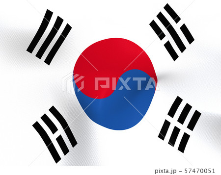 CG　3D　イラスト　立体　デザイン　バックグラウンド　世界　国旗　韓国 57470051