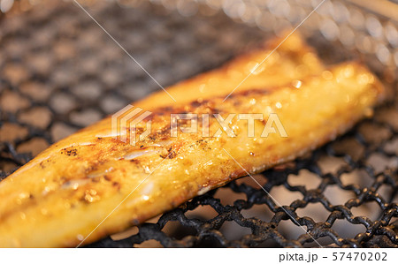 サバ（干物）の炭火焼きBBQ･bbq･炭火焼･網焼･備長炭･七輪･キャンプ･食事・鯖 57470202
