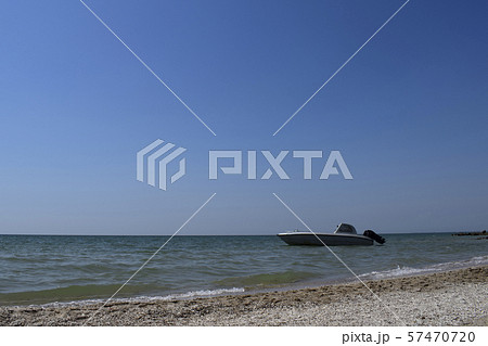 Motor boat on the background of the sea near the Motor boat on the background of the sea near the 57470720