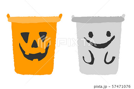 ハロウィン バケツ ジャックオランタン 幽霊のイラスト素材