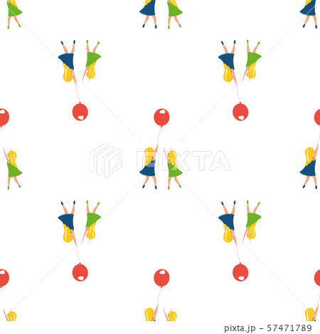 Vector seamless texture with girls and balloons on a white background 57471789