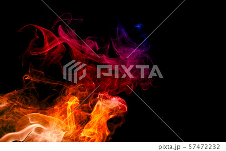 Colorful fire and smoke with light texture 57472232
