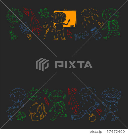 Back to school vector pattern. Education icons for children. 57472400