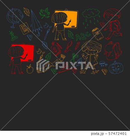 Back to school vector pattern. Education icons for children. Back to school vector pattern. Education icons for children. 57472401