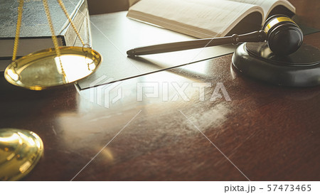 Judge gavel with Justice lawyers having team 57473465