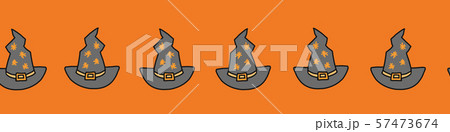 Witch hat Halloween seamless vector border. Repeating border cute hand drawn illustration for kids Witch hat Halloween seamless vector border. Repeating border cute hand drawn illustration for kids 57473674