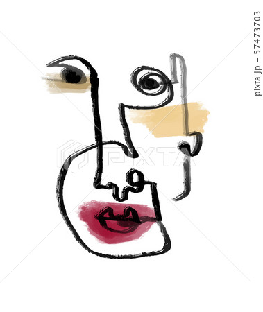 Hand drawing girl face in cubism style. 57473703