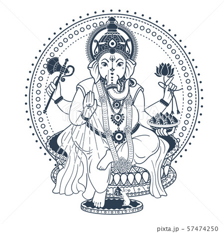 Ganesh Puja linear style icon black Ganesh Puja linear style icon black 57474250