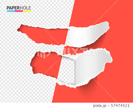 Half empty torn paper with rip edges of hole on a transparent background for advertisement banner Half empty torn paper with rip edges of hole on a transparent background for advertisement banner 57474521
