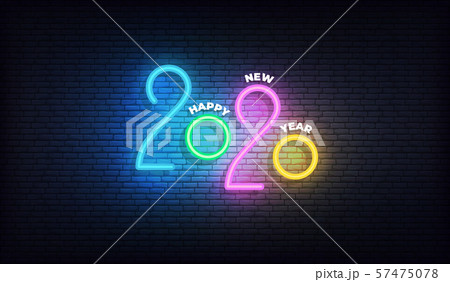 2020 New Year neon sign. Glowing 2020 Happy New Year typography design template 2020 New Year neon sign. Glowing 2020 Happy New Year typography design template 57475078