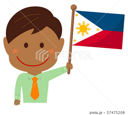 人種と国旗 ビジネスマン 会社員 男性 上半身イラスト フィリピンのイラスト素材